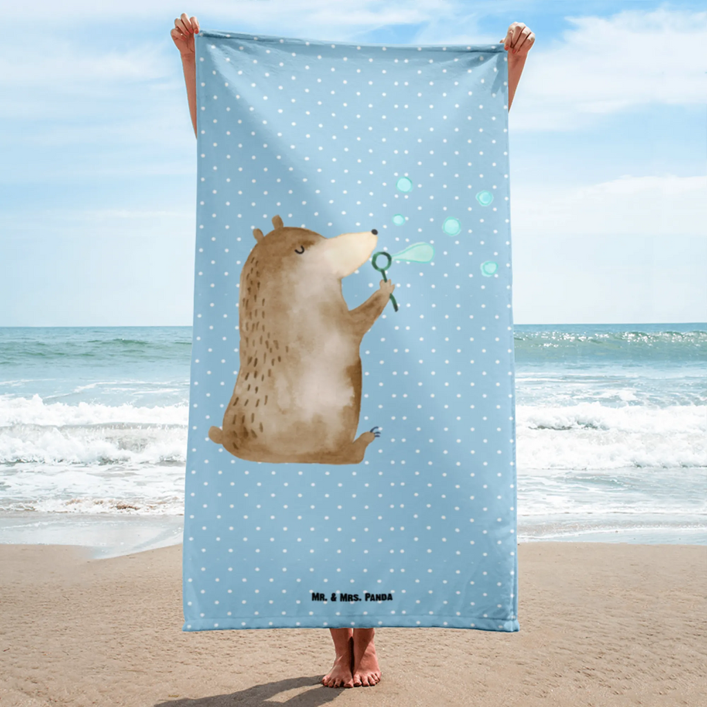 XL Badehandtuch Bär Seifenblasen Handtuch, Badetuch, Duschtuch, Strandtuch, Saunatuch, Bär, Teddy, Teddybär, Seifenblasen Bär Lustig Sein Glücklich Traurig Happy