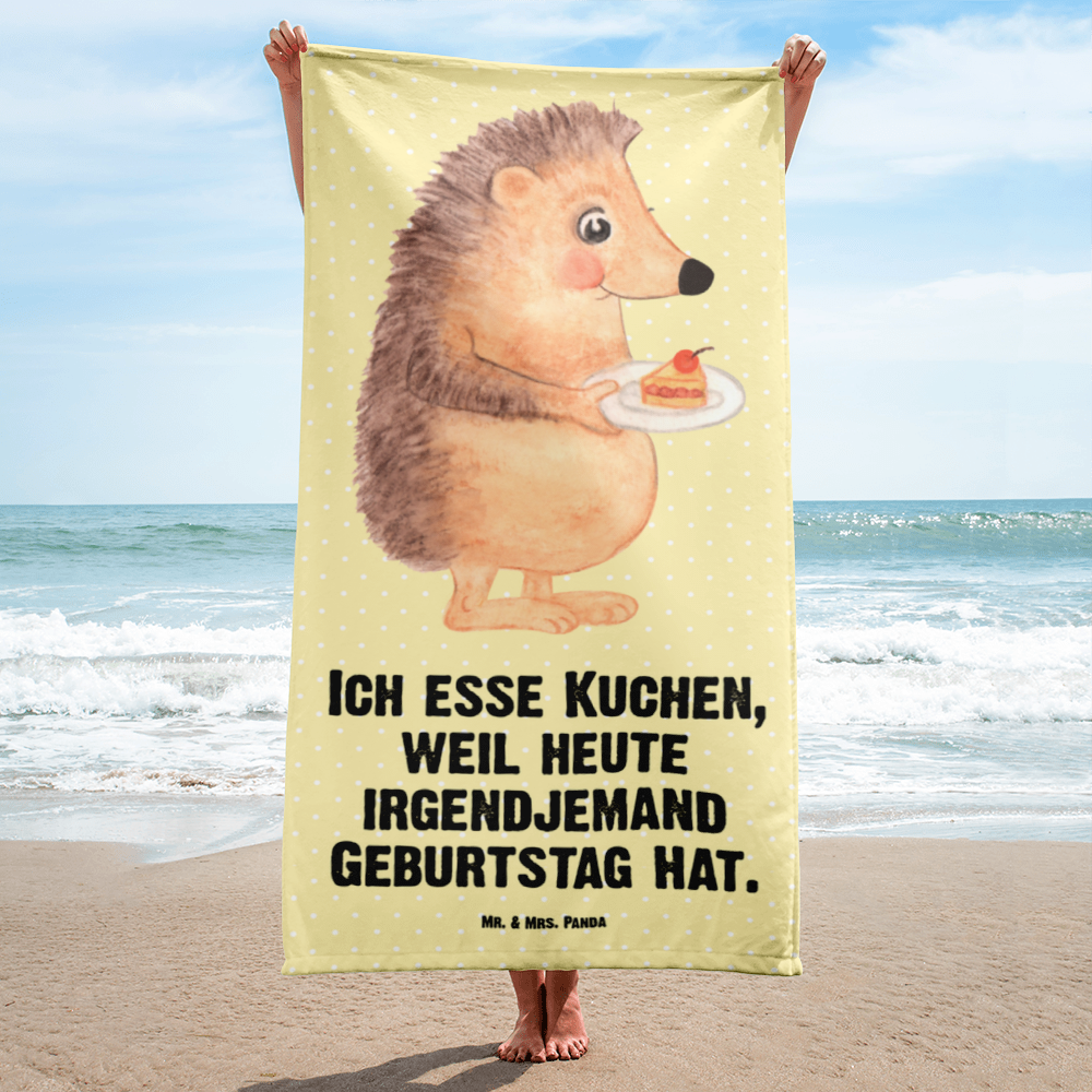 XL Badehandtuch Igel Kuchenstück Handtuch, Badetuch, Duschtuch, Strandtuch, Saunatuch, Tiermotive, Gute Laune, lustige Sprüche, Tiere, Igel, Essen Spruch, Kuchen, Backen Geschenk, Kuchen backen, Einladung Party, Geburtstagskuchen, Torte