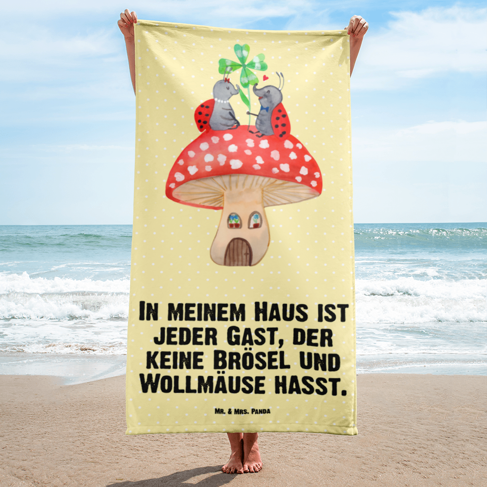 XL Badehandtuch Marienkäfer Fliegenpilz Handtuch, Badetuch, Duschtuch, Strandtuch, Saunatuch, Tiermotive, Gute Laune, lustige Sprüche, Tiere, Haus, Wohnung, zuhause, Fliegenpilz, Marienkäfer, Fleigenpilzhaus