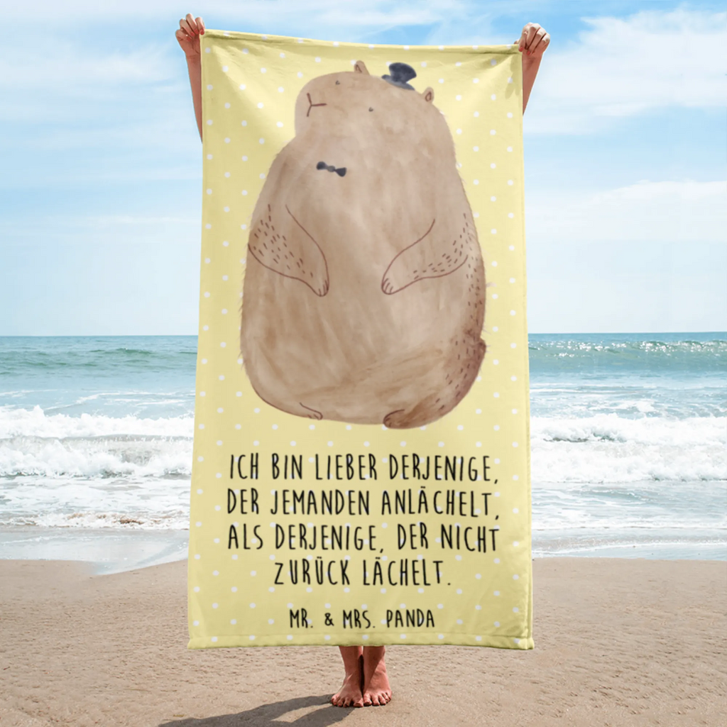 XL Badehandtuch Murmeltier Handtuch, Badetuch, Duschtuch, Strandtuch, Saunatuch, Tiermotive, Gute Laune, lustige Sprüche, Tiere, Murmeltier, Knigge, Fröhlichkeit, Freundlichkeit, Respekt, Anstand