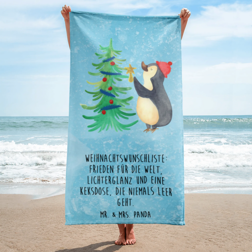 XL Badehandtuch Pinguin Weihnachtsbaum Handtuch, Badetuch, Duschtuch, Strandtuch, Saunatuch, Winter, Weihnachten, Weihnachtsdeko, Nikolaus, Advent, Heiligabend, Wintermotiv, Pinguin