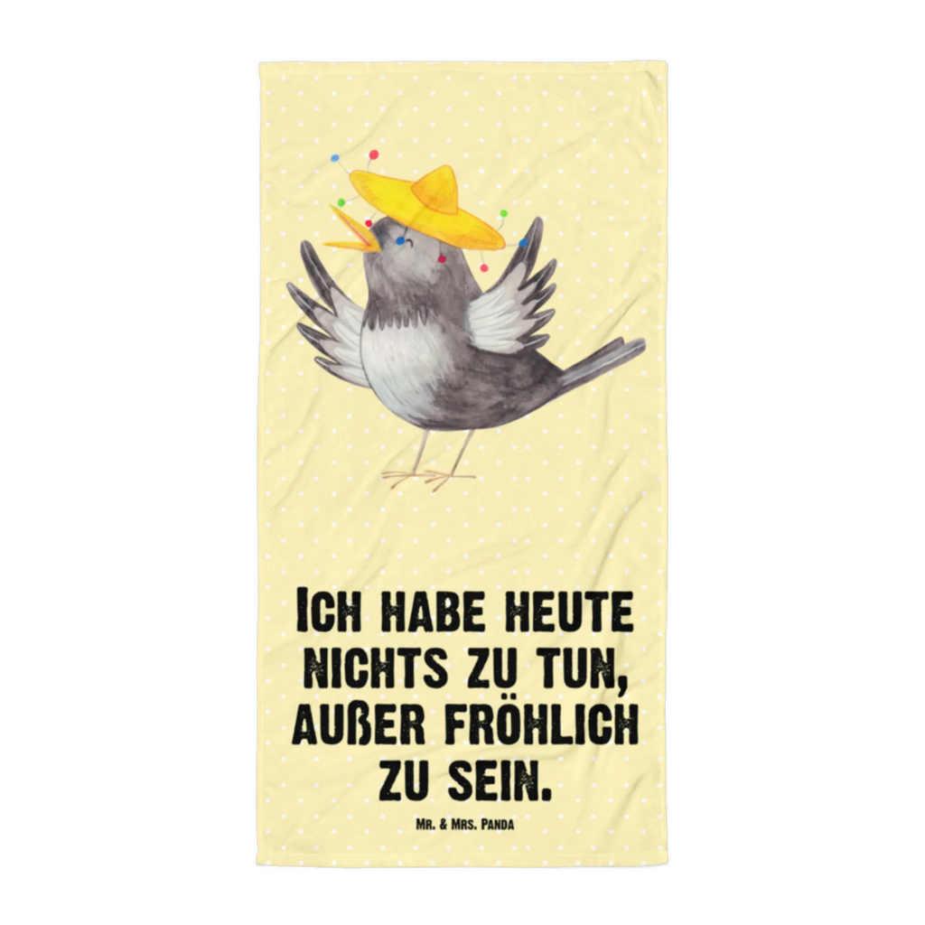 XL bath towel Crow sombrero Handtuch, Badetuch, Duschtuch, Strandtuch, Saunatuch, Tiermotive, Gute Laune, lustige Sprüche, Tiere, Rabe, Vogel, Vögel, Spruch positiv, fröhlich sein, glücklich sein, Glück Spruch, froh, Elster, Motivation