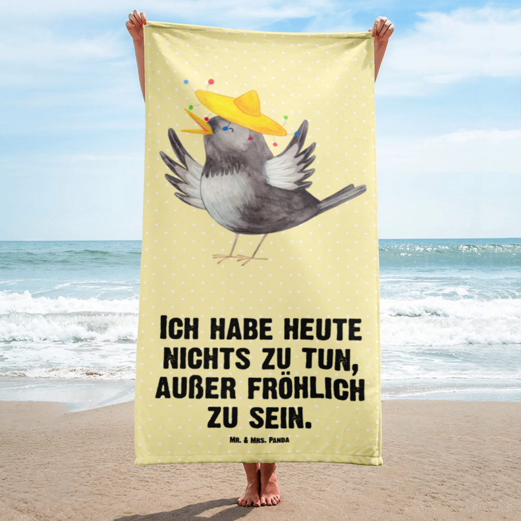 XL bath towel Crow sombrero Handtuch, Badetuch, Duschtuch, Strandtuch, Saunatuch, Tiermotive, Gute Laune, lustige Sprüche, Tiere, Rabe, Vogel, Vögel, Spruch positiv, fröhlich sein, glücklich sein, Glück Spruch, froh, Elster, Motivation