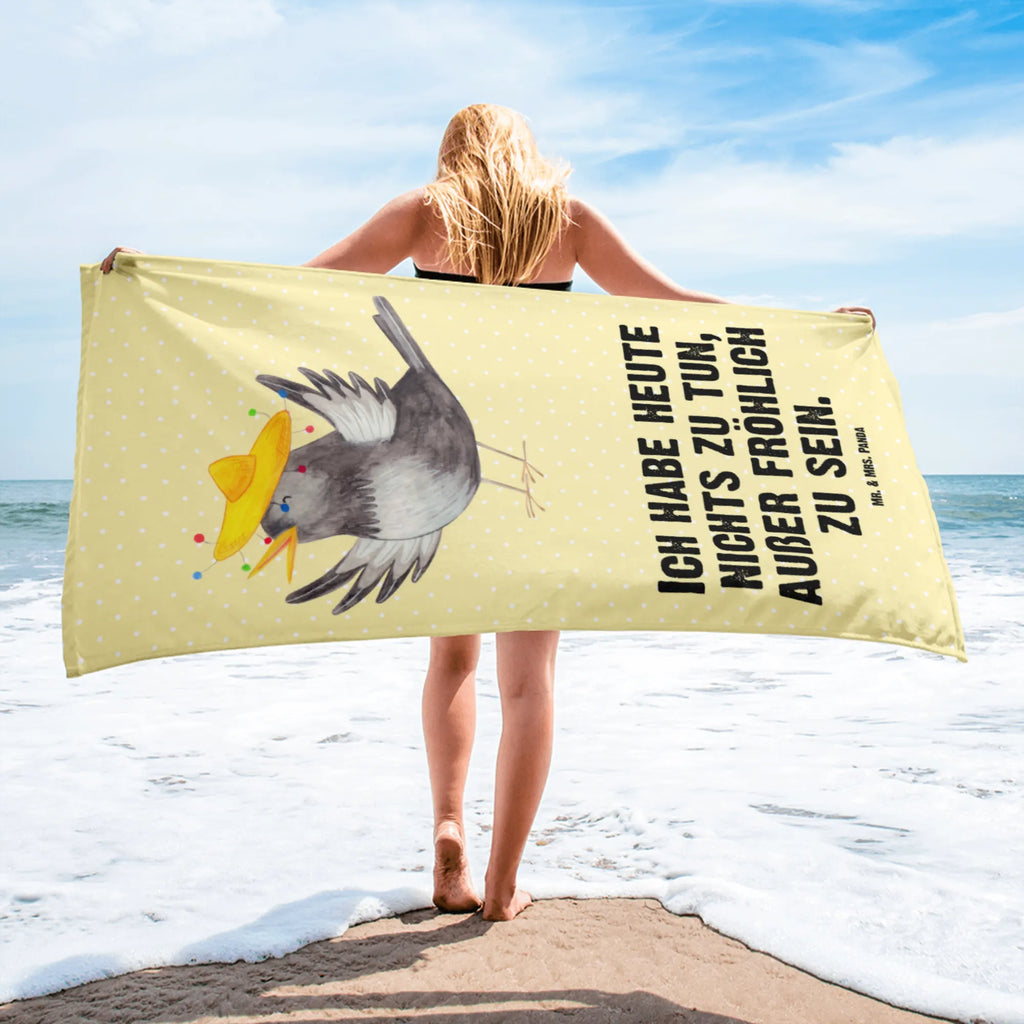 XL bath towel Crow sombrero Handtuch, Badetuch, Duschtuch, Strandtuch, Saunatuch, Tiermotive, Gute Laune, lustige Sprüche, Tiere, Rabe, Vogel, Vögel, Spruch positiv, fröhlich sein, glücklich sein, Glück Spruch, froh, Elster, Motivation