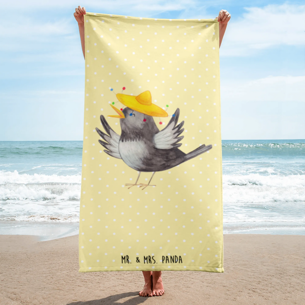 XL bath towel Crow sombrero Handtuch, Badetuch, Duschtuch, Strandtuch, Saunatuch, Tiermotive, Gute Laune, lustige Sprüche, Tiere, Rabe, Vogel, Vögel, Spruch positiv, fröhlich sein, glücklich sein, Glück Spruch, froh, Elster, Motivation