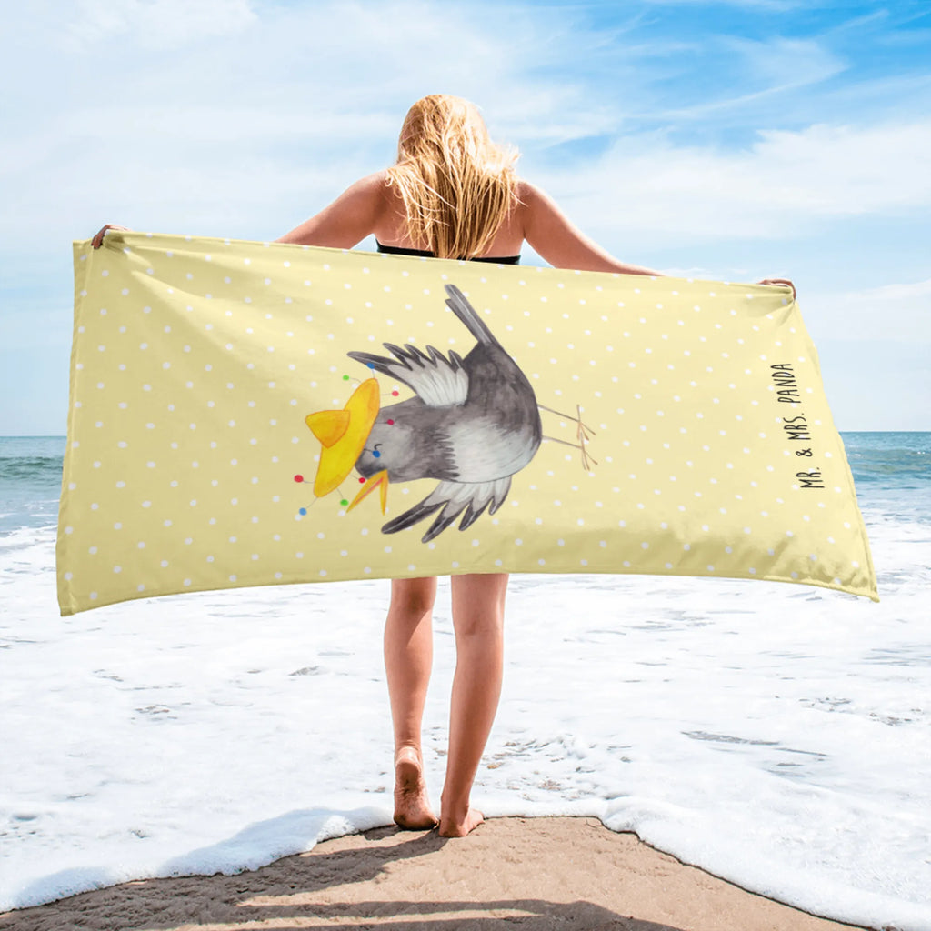 XL bath towel Crow sombrero Handtuch, Badetuch, Duschtuch, Strandtuch, Saunatuch, Tiermotive, Gute Laune, lustige Sprüche, Tiere, Rabe, Vogel, Vögel, Spruch positiv, fröhlich sein, glücklich sein, Glück Spruch, froh, Elster, Motivation