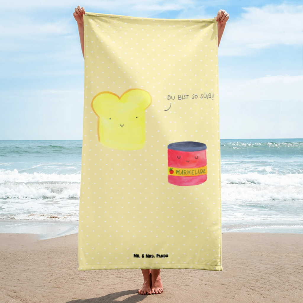 XL Badehandtuch Toast & Marmelade Handtuch, Badetuch, Duschtuch, Strandtuch, Saunatuch, Tiermotive, Gute Laune, lustige Sprüche, Tiere, Toast, Marmelade, Dreamteam, süße Postkarte, süß, Küche Deko, Küche Spruch, Frühstück Einladung, Brot, Toastbrot