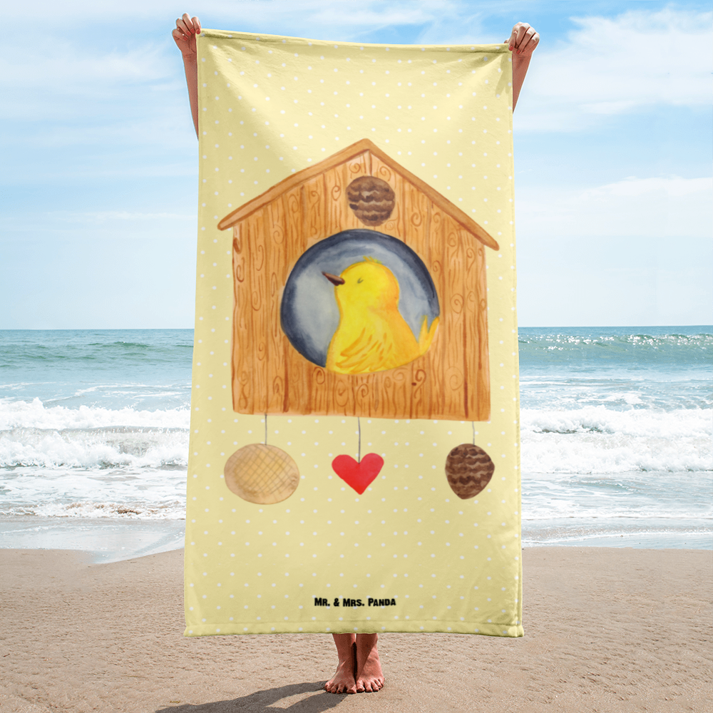 XL Badehandtuch Vogelhaus Home Handtuch, Badetuch, Duschtuch, Strandtuch, Saunatuch, Tiermotive, Gute Laune, lustige Sprüche, Tiere, Vogelhaus, Vogel, Home sweet Home, Einzug, Umzug, Geschenk, Einzugsgeschenk, Hausbau, Haus