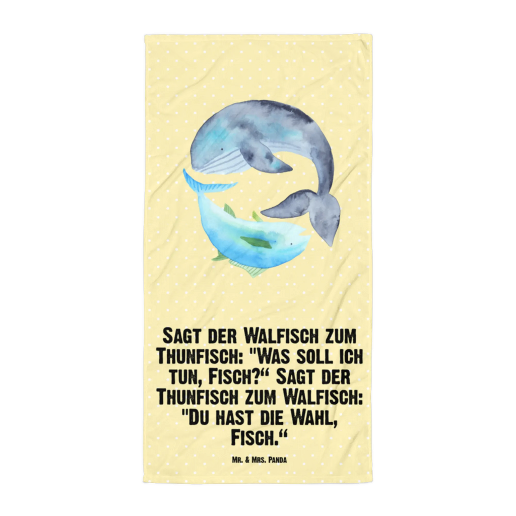 XL Badehandtuch Walfisch Thunfisch Handtuch, Badetuch, Duschtuch, Strandtuch, Saunatuch, Tiermotive, Gute Laune, lustige Sprüche, Tiere, Wal, Wahl, Tunfisch, Wortwitz lustig, Spruch lustig, Flachwitz, Witz, Spruch des Tages, Flachwitz Geschenk