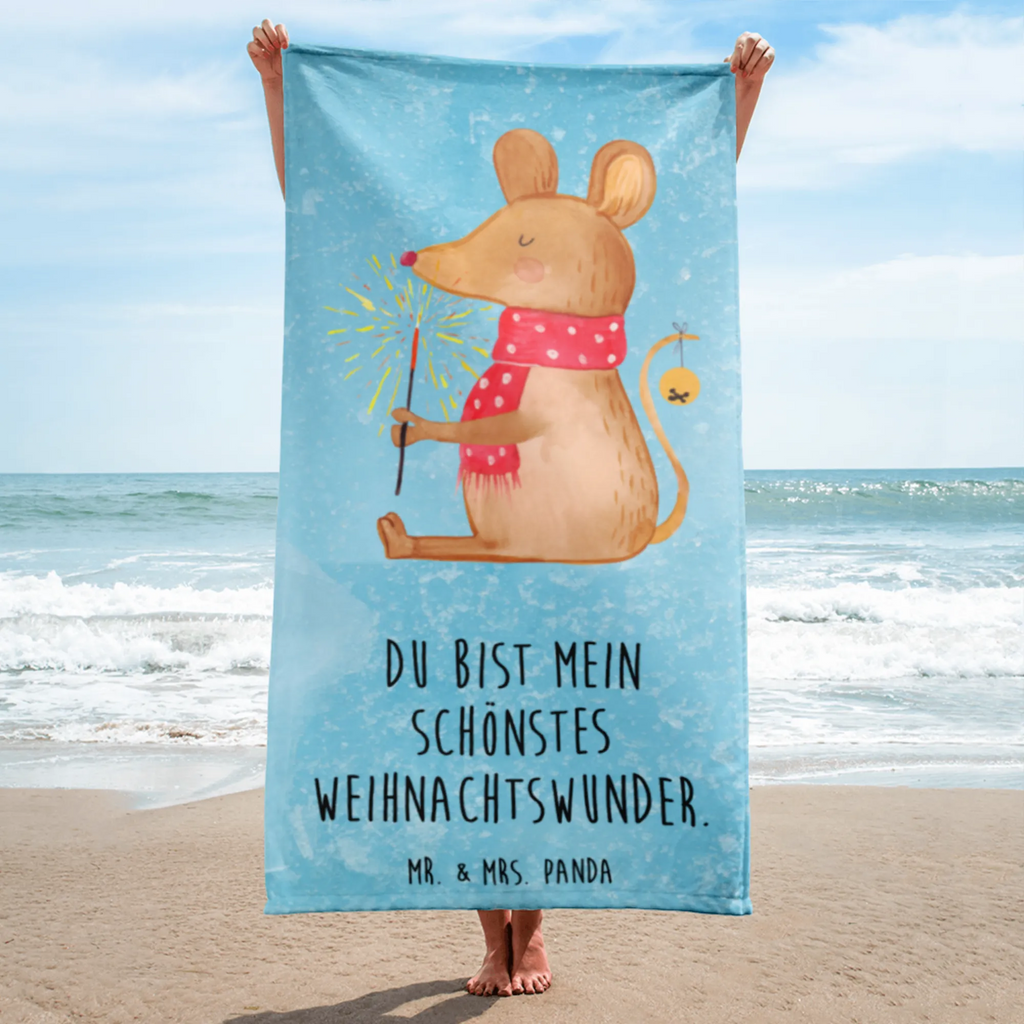 XL Badehandtuch Weihnachtsmaus Handtuch, Badetuch, Duschtuch, Strandtuch, Saunatuch, Winter, Weihnachten, Weihnachtsdeko, Nikolaus, Advent, Heiligabend, Wintermotiv, Frohe Weihnachten, Weihnachtsgruß, Weihnachtsmotiv, Maus, Mäuschen, Weihnachtswunder