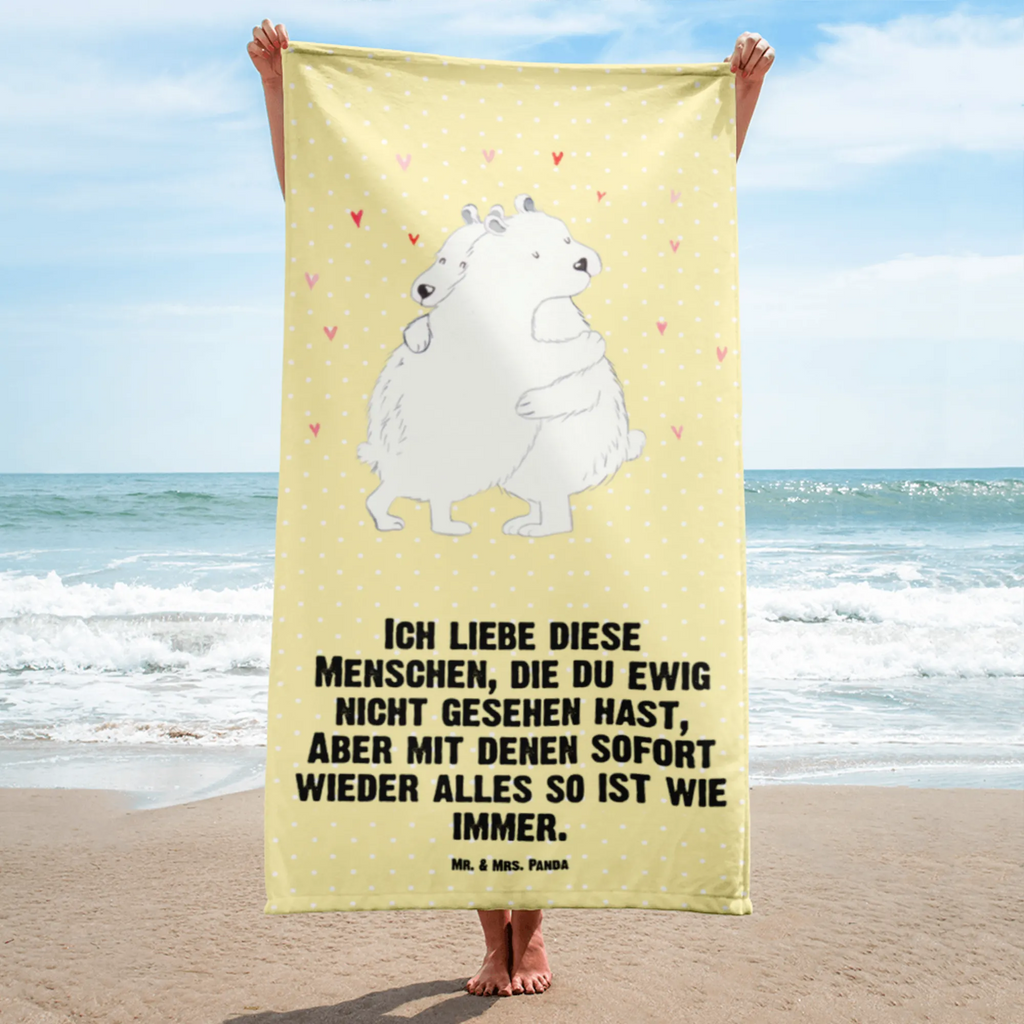 XL Badehandtuch Eisbär Umarmen Handtuch, Badetuch, Duschtuch, Strandtuch, Saunatuch, Tiermotive, Gute Laune, lustige Sprüche, Tiere