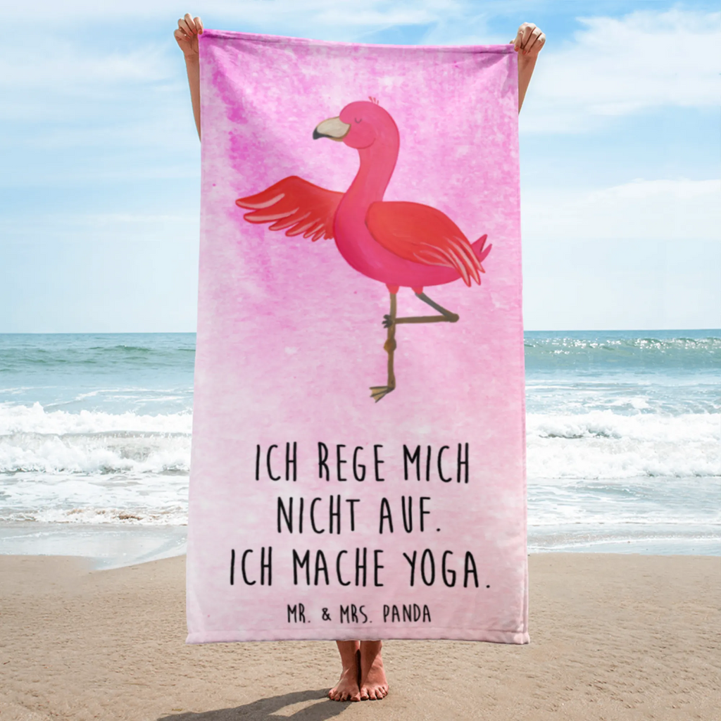 XL Badehandtuch Flamingo Yoga Handtuch, Badetuch, Duschtuch, Strandtuch, Saunatuch, Flamingo, Vogel, Yoga, Namaste, Achtsamkeit, Yoga-Übung, Entspannung, Ärger, Aufregen, Tiefenentspannung