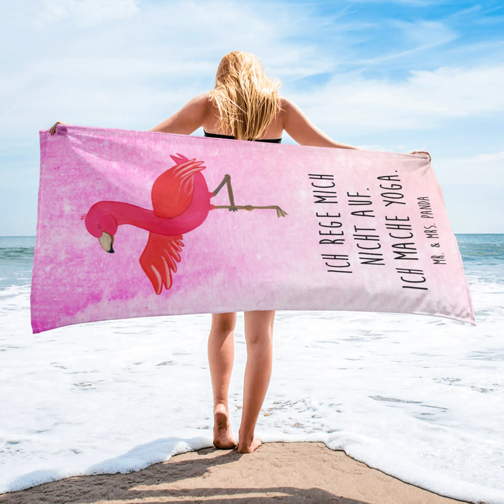 XL Badehandtuch Flamingo Yoga Handtuch, Badetuch, Duschtuch, Strandtuch, Saunatuch, Flamingo, Vogel, Yoga, Namaste, Achtsamkeit, Yoga-Übung, Entspannung, Ärger, Aufregen, Tiefenentspannung