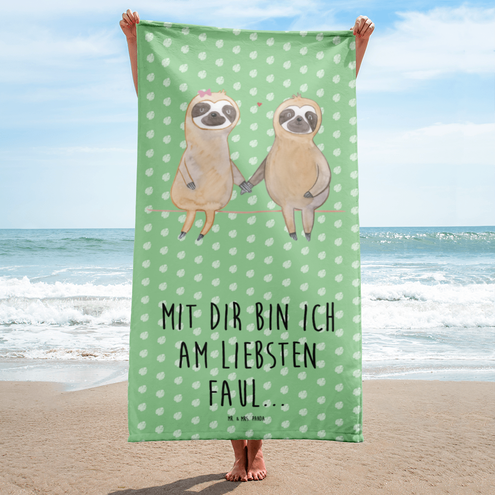 XL Badehandtuch Faultier Pärchen Handtuch, Badetuch, Duschtuch, Strandtuch, Saunatuch, Faultier, Faultier Geschenk, Faultier Deko, Faultiere, faul, Lieblingstier, Liebe, Liebespaar, Faultierliebe, Faultierpärchen, verliebt, verlobt, gemeinsam, relaxen, Pärchen, Beziehung, Langsamkeit