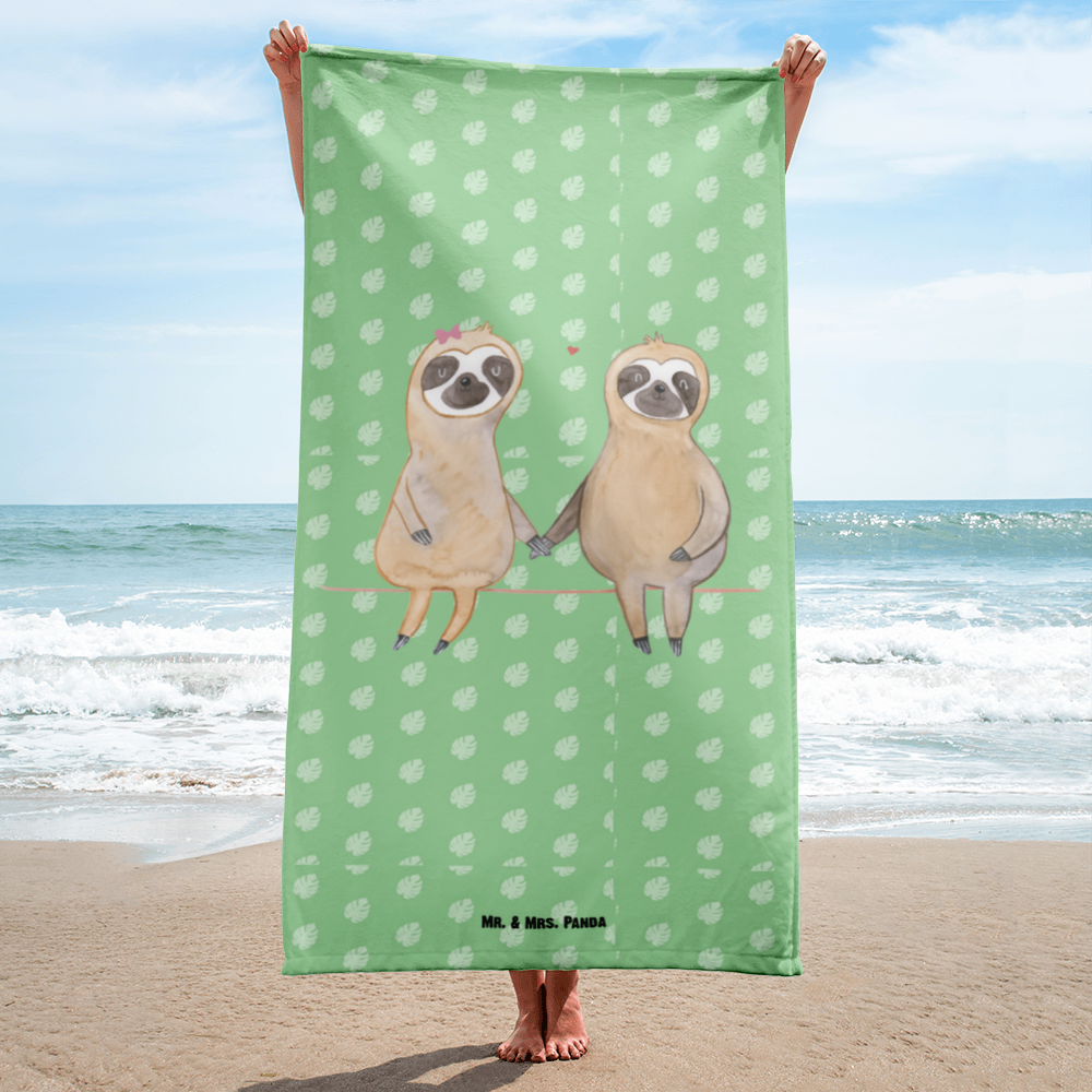 XL Badehandtuch Faultier Pärchen Handtuch, Badetuch, Duschtuch, Strandtuch, Saunatuch, Faultier, Faultier Geschenk, Faultier Deko, Faultiere, faul, Lieblingstier, Liebe, Liebespaar, Faultierliebe, Faultierpärchen, verliebt, verlobt, gemeinsam, relaxen, Pärchen, Beziehung, Langsamkeit