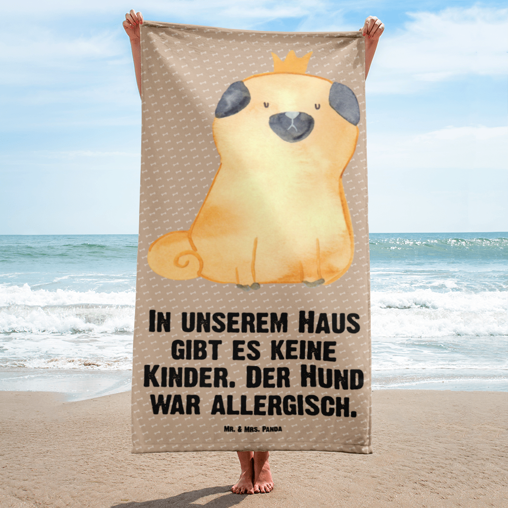 XL Badehandtuch Mops Krone Handtuch, Badetuch, Duschtuch, Strandtuch, Saunatuch, Hund, Hundemotiv, Haustier, Hunderasse, Tierliebhaber, Hundebesitzer, Sprüche, Mops, allergisch, kinderlos, Hausregel, Hundebesitzer. Spruch, lustig