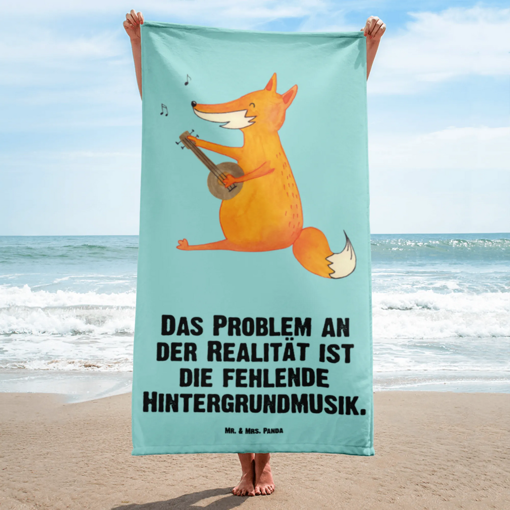 XL Badehandtuch Fuchs Gitarre Handtuch, Badetuch, Duschtuch, Strandtuch, Saunatuch, Fuchs, Füchse, Geschenk Musiker, Musik Spruch, Musikerin, Sänger, Sängerin, Gitarre