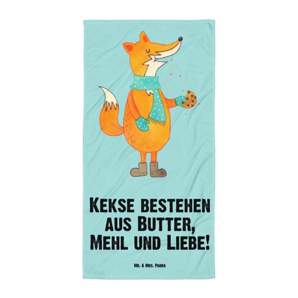 XL Badehandtuch Fuchs Keks Handtuch, Badetuch, Duschtuch, Strandtuch, Saunatuch, Fuchs, Füchse, Backen Spruch, Kekse, Winter, Weihnachtszeit, Plätzchen, Liebe, Küche Deko