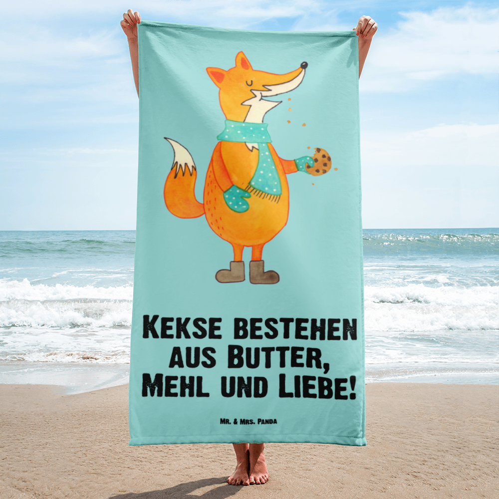 XL Badehandtuch Fuchs Keks Handtuch, Badetuch, Duschtuch, Strandtuch, Saunatuch, Fuchs, Füchse, Backen Spruch, Kekse, Winter, Weihnachtszeit, Plätzchen, Liebe, Küche Deko