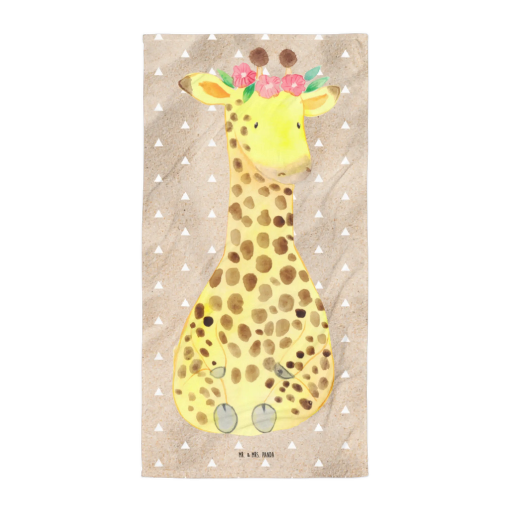 XL Badehandtuch Giraffe Blumenkranz Handtuch, Badetuch, Duschtuch, Strandtuch, Saunatuch, Afrika, Wildtiere, Giraffe, Blumenkranz, Abenteurer, Selbstliebe, Freundin