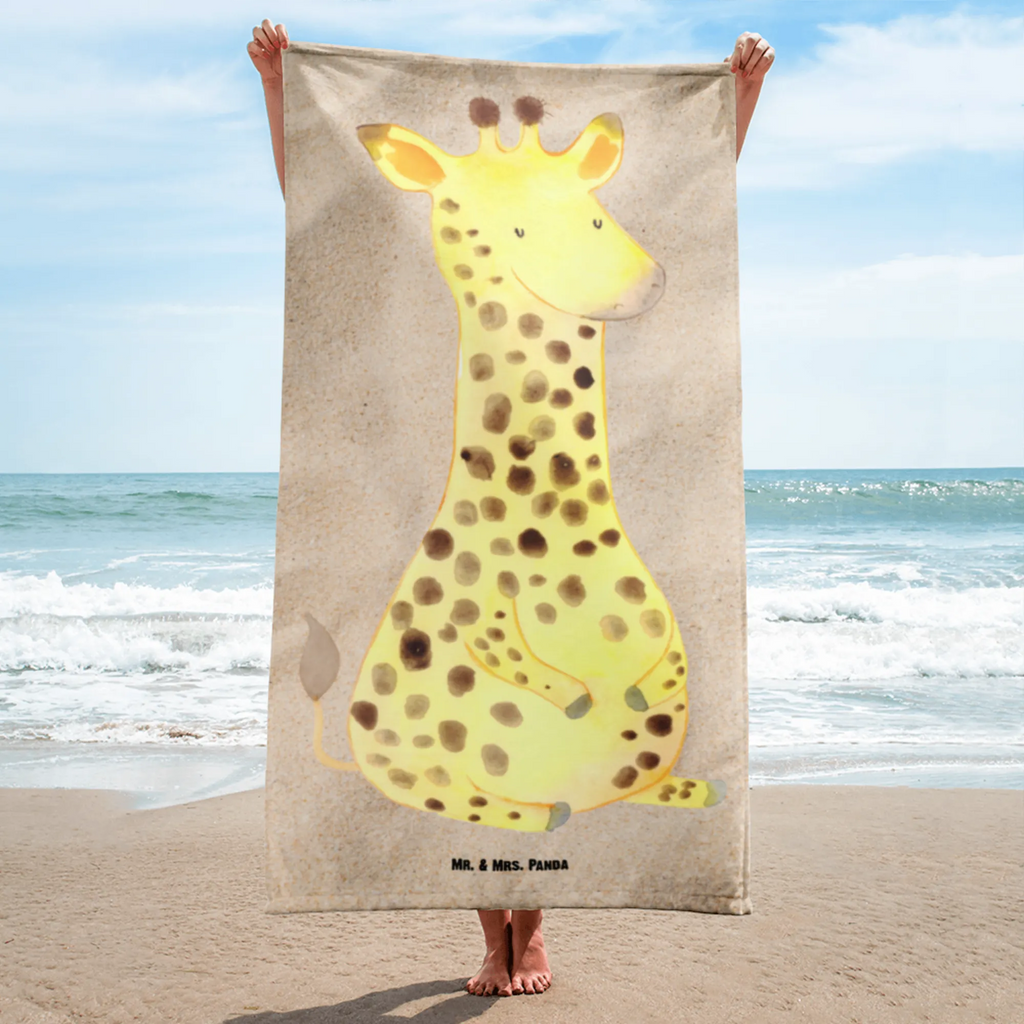 XL Badehandtuch Giraffe Zufrieden Handtuch, Badetuch, Duschtuch, Strandtuch, Saunatuch, Afrika, Wildtiere, Giraffe, Zufrieden, Glück, Abenteuer