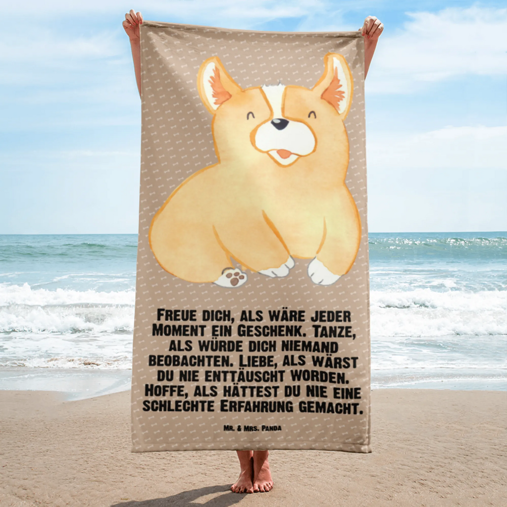 XL Badehandtuch Corgie Handtuch, Badetuch, Duschtuch, Strandtuch, Saunatuch, Hund, Hundemotiv, Haustier, Hunderasse, Tierliebhaber, Hundebesitzer, Sprüche, Corgie, Welsh Corgie Pembroke, britisch, Motivation, Spruch, Hundespruch, Lebensfreude