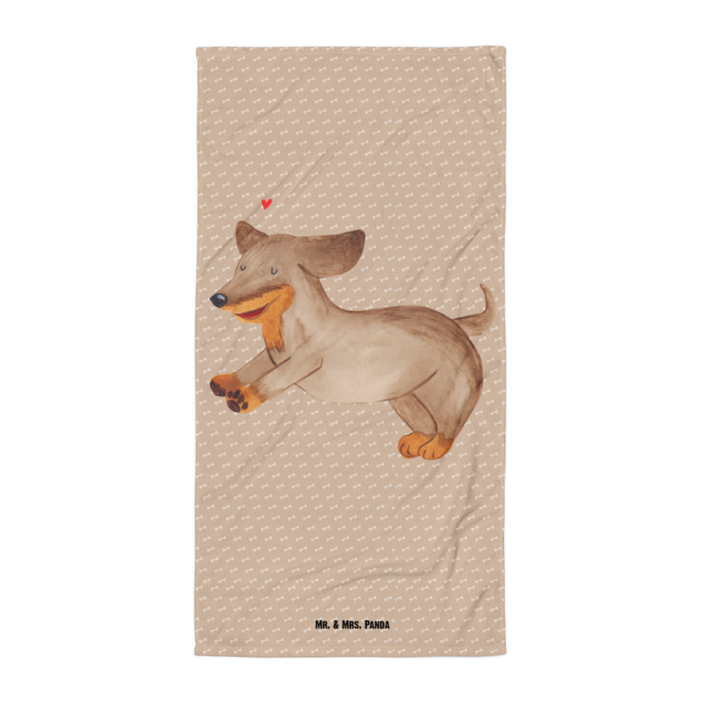 XL Badehandtuch Hund Dackel Handtuch, Badetuch, Duschtuch, Strandtuch, Saunatuch, Hund, Hundemotiv, Haustier, Hunderasse, Tierliebhaber, Hundebesitzer, Sprüche, Hunde, Dackel, Dachshund, happy dog