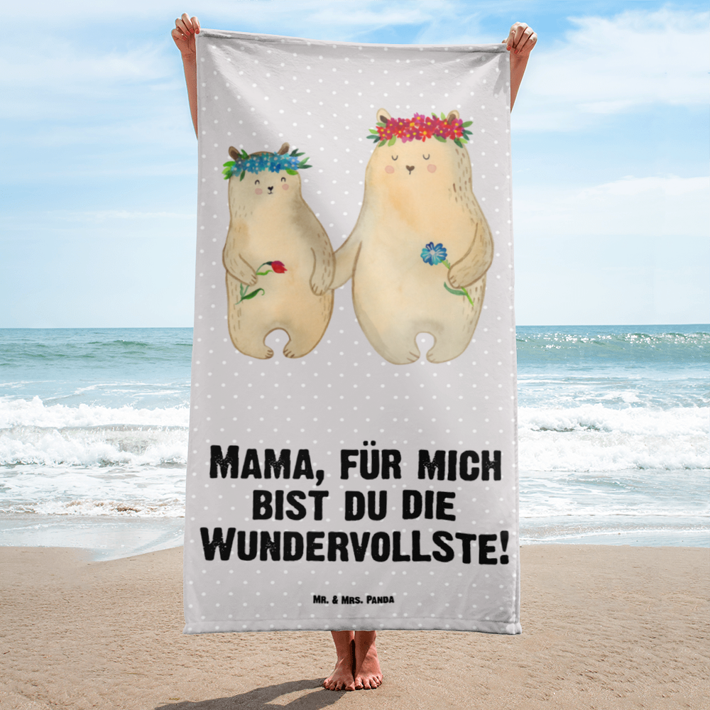 XL Badehandtuch Bären mit Blumenkranz Handtuch, Badetuch, Duschtuch, Strandtuch, Saunatuch, Familie, Vatertag, Muttertag, Bruder, Schwester, Mama, Papa, Oma, Opa, Bär, Bären, Mutter, Mutti, Mami, Lieblingsmensch, Lieblingsmama, beste Mutter, weltbeste Mama, Geschenk Mama. Muttertag, Tochter, Kind, Kinder, Töchter, Family, Vorbild