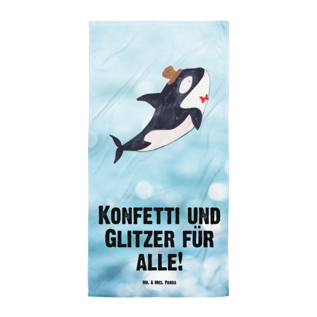 XL Badehandtuch Orca Zylinder Handtuch, Badetuch, Duschtuch, Strandtuch, Saunatuch, Meerestiere, Meer, Urlaub, Narwal, Glitter, Konfetti, Glitzer, Geburtstag, Feier, Fete, Fest, Glückwunsch, Orca