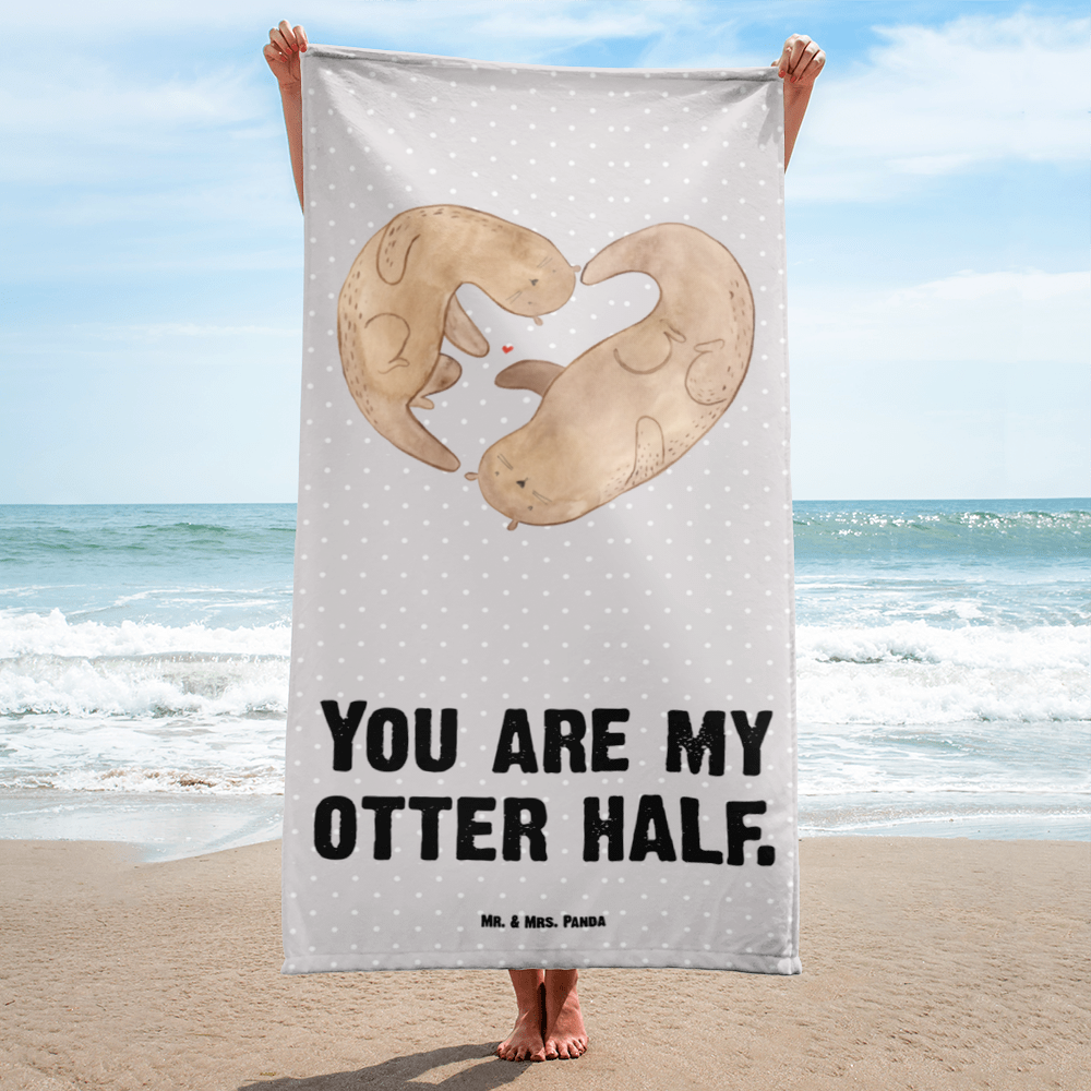 XL Badehandtuch Otter Herz Handtuch, Badetuch, Duschtuch, Strandtuch, Saunatuch, Otter, Fischotter, Seeotter, Liebe, Herz, Liebesbeweis, Liebesgeschenk, Bessere Hälfte, Love you, Jahrestag, Hochzeitstag, Verlobung, gemeinsames Leben