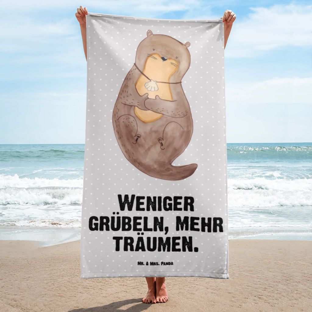 XL Badehandtuch Otter Muschel Handtuch, Badetuch, Duschtuch, Strandtuch, Saunatuch, Otter, Fischotter, Seeotter, Otterliebe, grübeln, träumen, Motivation, Tagträumen, Büro