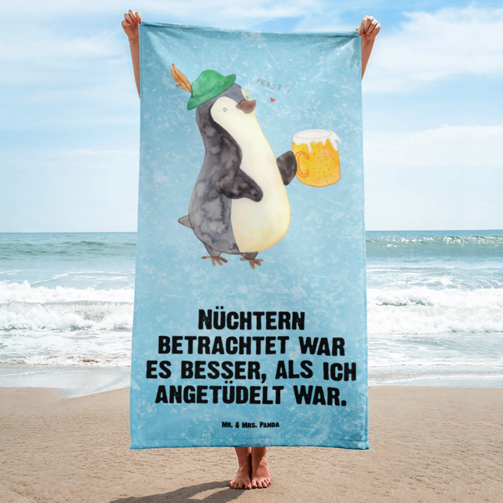 XL Badehandtuch Pinguin Bier Handtuch, Badetuch, Duschtuch, Strandtuch, Saunatuch, Pinguin, Pinguine, Bier, Oktoberfest