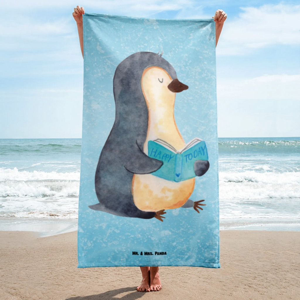 XL Badehandtuch Pinguin Buch Handtuch, Badetuch, Duschtuch, Strandtuch, Saunatuch, Pinguin, Pinguine, Buch, Lesen, Bücherwurm, Nichtstun, Faulenzen, Ferien, Urlaub, Freizeit