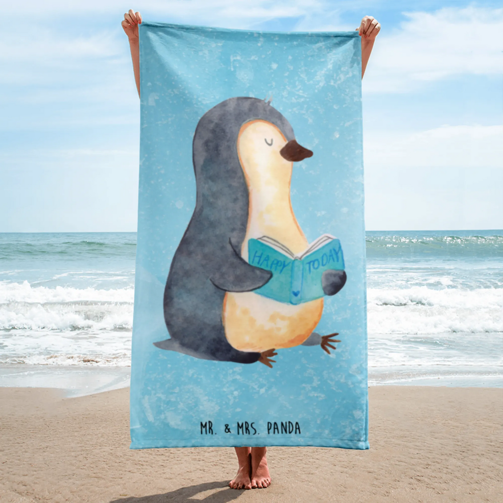 XL Badehandtuch Pinguin Buch Handtuch, Badetuch, Duschtuch, Strandtuch, Saunatuch, Pinguin, Pinguine, Buch, Lesen, Bücherwurm, Nichtstun, Faulenzen, Ferien, Urlaub, Freizeit