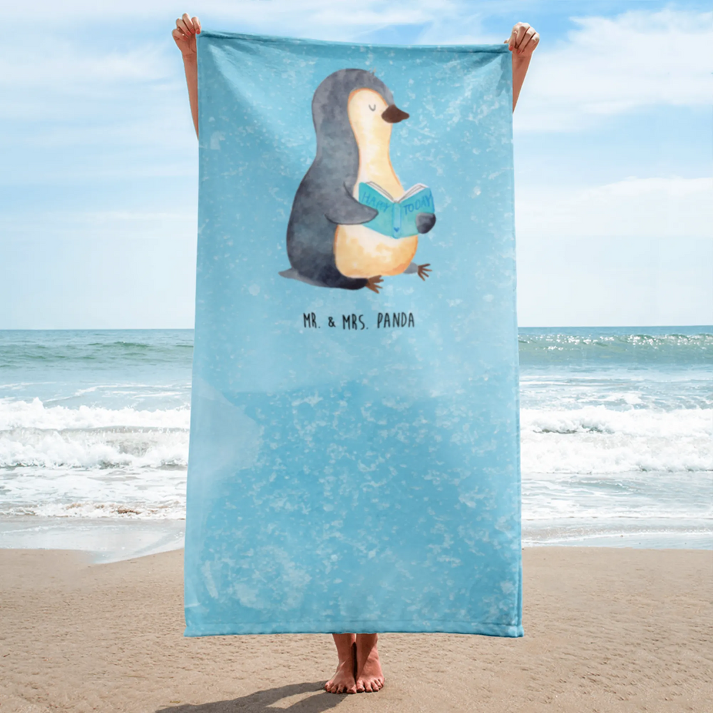 XL Badehandtuch Pinguin Buch Handtuch, Badetuch, Duschtuch, Strandtuch, Saunatuch, Pinguin, Pinguine, Buch, Lesen, Bücherwurm, Nichtstun, Faulenzen, Ferien, Urlaub, Freizeit