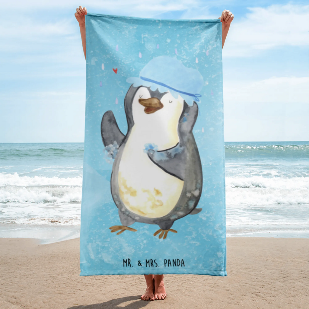 XL Badehandtuch Pinguin Duschen Handtuch, Badetuch, Duschtuch, Strandtuch, Saunatuch, Pinguin, Pinguine, Dusche, duschen, Lebensmotto, Motivation, Neustart, Neuanfang, glücklich sein