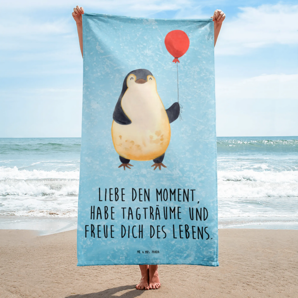 XL Badehandtuch Pinguin Luftballon Handtuch, Badetuch, Duschtuch, Strandtuch, Saunatuch, Pinguin, Pinguine, Luftballon, Tagträume, Lebenslust, Geschenk Freundin, Geschenkidee, beste Freundin, Motivation, Neustart, neues Leben, Liebe, Glück