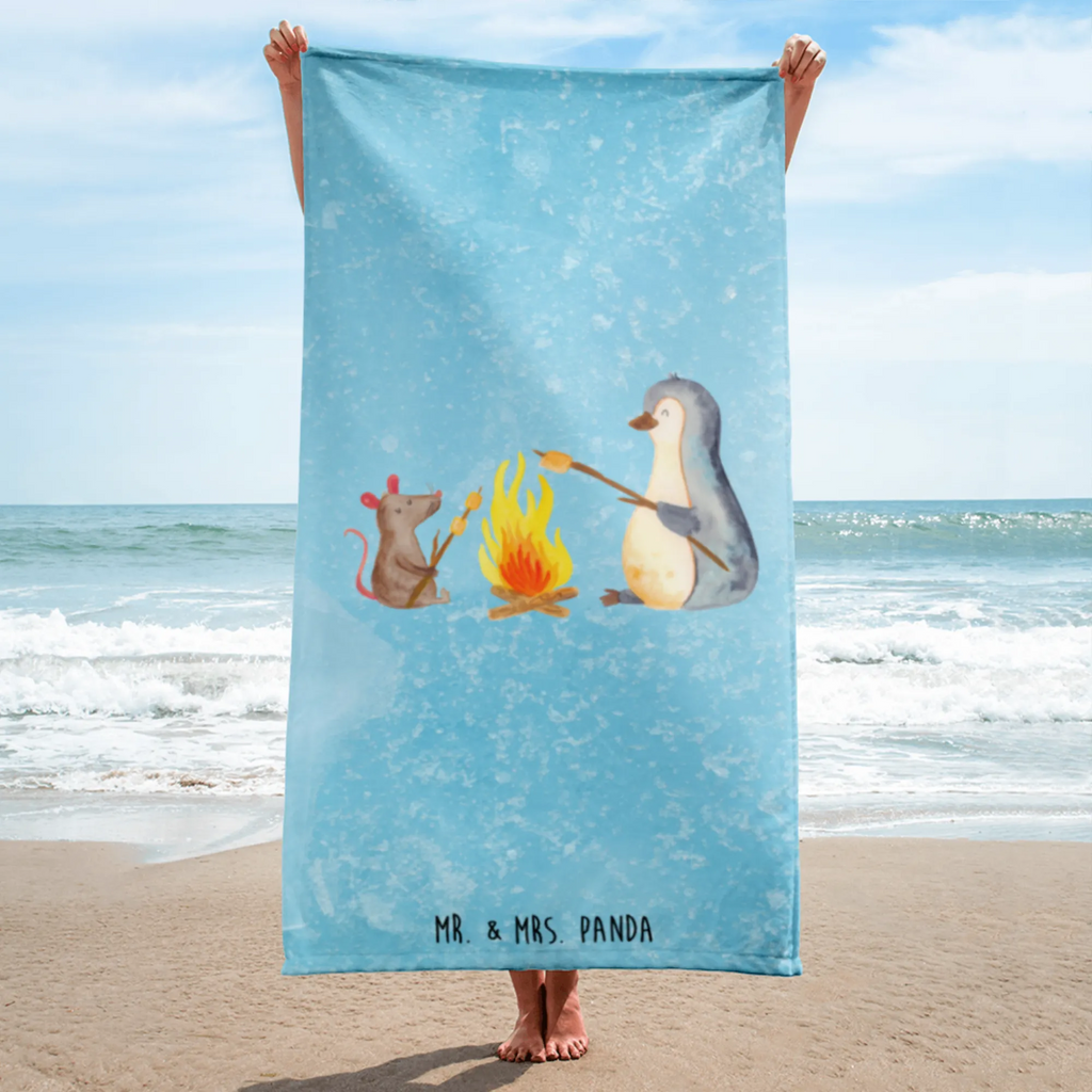 XL Badehandtuch Pinguin Lagerfeuer Handtuch, Badetuch, Duschtuch, Strandtuch, Saunatuch, Pinguin, Maus, Pinguine, Lagerfeuer, Leben, Arbeit, Job, Motivation, Büro, Büroalltag, Lebensspruch, Lebensmotivation, Neustart, Liebe, grillen, Feuer, Marshmallows