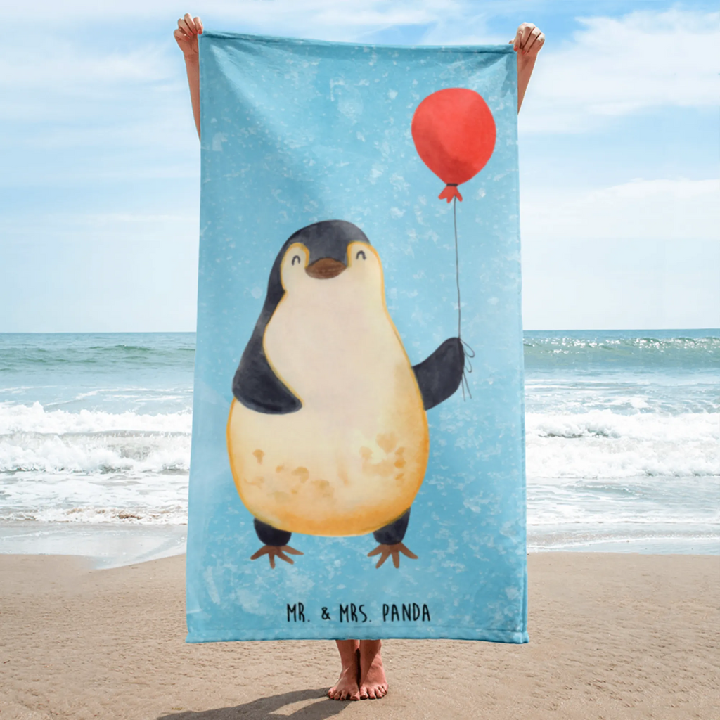 XL Badehandtuch Pinguin Luftballon Handtuch, Badetuch, Duschtuch, Strandtuch, Saunatuch, Pinguin, Pinguine, Luftballon, Tagträume, Lebenslust, Geschenk Freundin, Geschenkidee, beste Freundin, Motivation, Neustart, neues Leben, Liebe, Glück