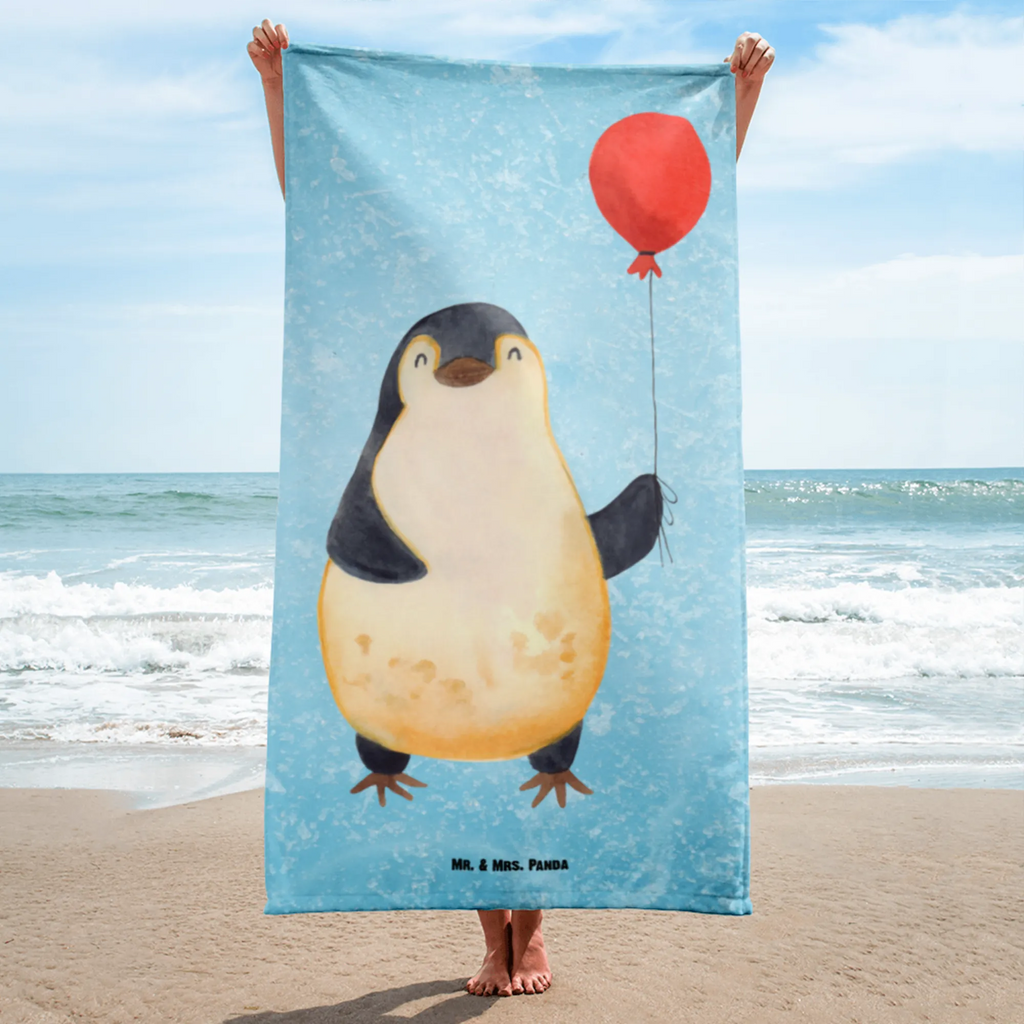 XL Badehandtuch Pinguin Luftballon Handtuch, Badetuch, Duschtuch, Strandtuch, Saunatuch, Pinguin, Pinguine, Luftballon, Tagträume, Lebenslust, Geschenk Freundin, Geschenkidee, beste Freundin, Motivation, Neustart, neues Leben, Liebe, Glück