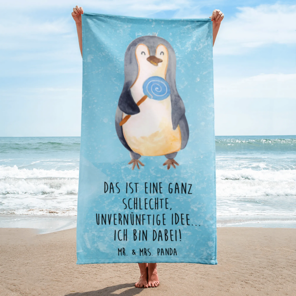 XL Badehandtuch Pinguin Lolli Handtuch, Badetuch, Duschtuch, Strandtuch, Saunatuch, Pinguin, Pinguine, Lolli, Süßigkeiten, Blödsinn, Spruch, Rebell, Gauner, Ganove, Rabauke