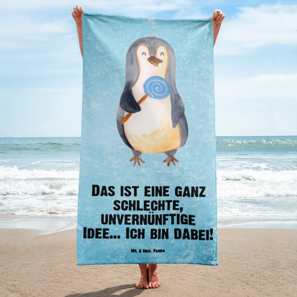 XL Badehandtuch Pinguin Lolli Handtuch, Badetuch, Duschtuch, Strandtuch, Saunatuch, Pinguin, Pinguine, Lolli, Süßigkeiten, Blödsinn, Spruch, Rebell, Gauner, Ganove, Rabauke