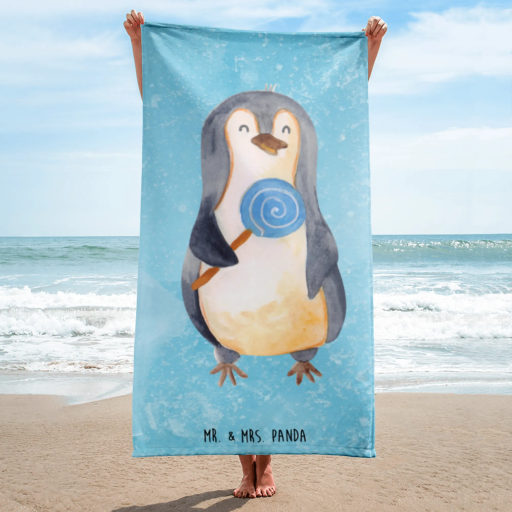 XL Badehandtuch Pinguin Lolli Handtuch, Badetuch, Duschtuch, Strandtuch, Saunatuch, Pinguin, Pinguine, Lolli, Süßigkeiten, Blödsinn, Spruch, Rebell, Gauner, Ganove, Rabauke