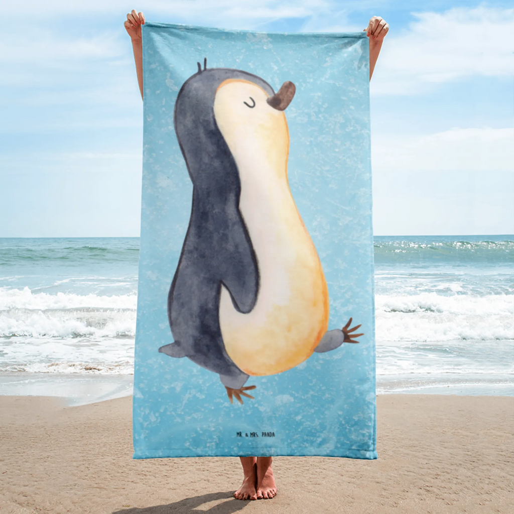 XL Badehandtuch Pinguin marschieren Handtuch, Badetuch, Duschtuch, Strandtuch, Saunatuch, Pinguin, Pinguine, Frühaufsteher, Langschläfer, Bruder, Schwester, Familie