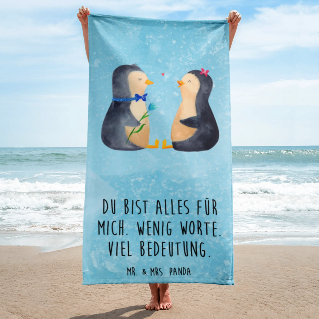 XL Badehandtuch Pinguin Pärchen Handtuch, Badetuch, Duschtuch, Strandtuch, Saunatuch, Pinguin, Pinguine, Liebe, Liebespaar, Liebesbeweis, Liebesgeschenk, Verlobung, Jahrestag, Hochzeitstag, Hochzeit, Hochzeitsgeschenk, große Liebe, Traumpaar