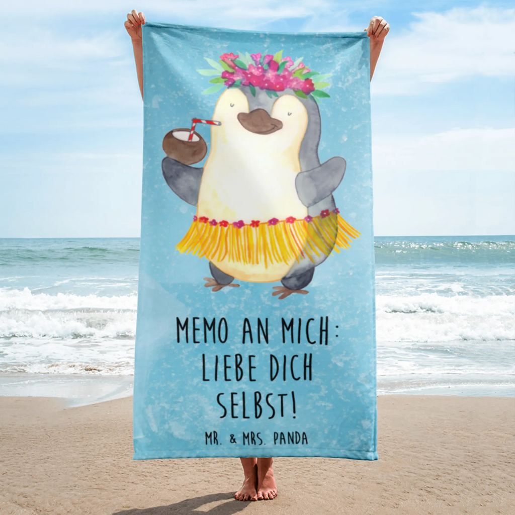 XL Badehandtuch Pinguin Kokosnuss Handtuch, Badetuch, Duschtuch, Strandtuch, Saunatuch, Pinguin, Aloha, Hawaii, Urlaub, Kokosnuss, Pinguine