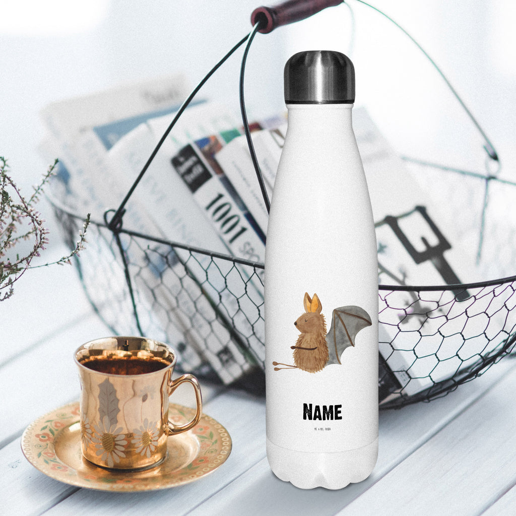 Personalisierte Thermosflasche Fledermaus sitzend Personalisierte Isolierflasche, Personalisierte Thermoflasche, Personalisierte Trinkflasche, Trinkflasche Mit Namen, Wunschname, Bedrucken, Namensflasche, Tiermotive, Gute Laune, lustige Sprüche, Tiere, Fledermaus, Fledermäuse, Motivation, entspannen