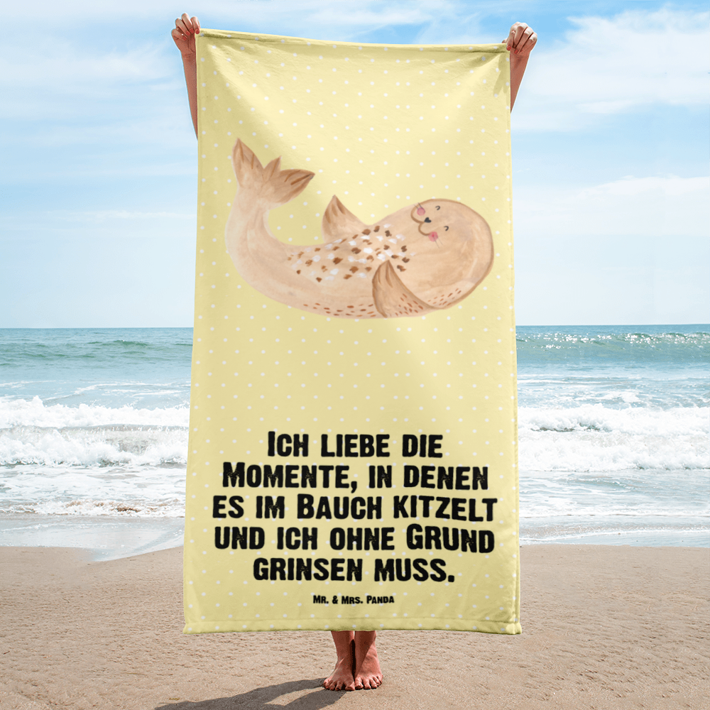 XL Badehandtuch Robbe Liegen Handtuch, Badetuch, Duschtuch, Strandtuch, Saunatuch, Tiermotive, Gute Laune, lustige Sprüche, Tiere, Robbe, Robben, Seehund, Strand, Meerestier, Ostsee, Nordsee, Lachen, Freude