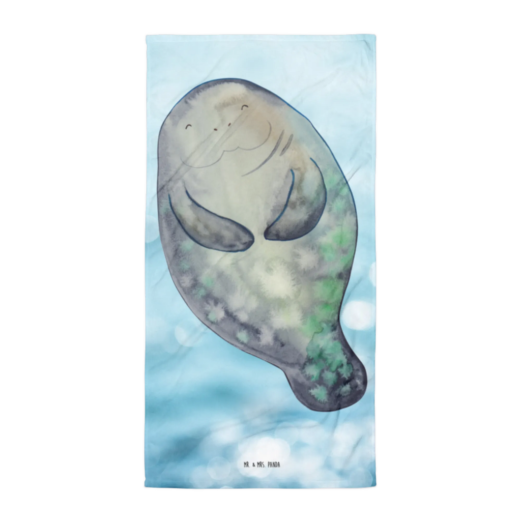 XL bath towel manatee happy Handtuch, Badetuch, Duschtuch, Strandtuch, Saunatuch, Meerestiere, Meer, Urlaub, Seekuh, Seekühe, Selbstliebe, Respekt, Neuanfang, Neustart, Achtsamkeit, Zufrieden, Liebeskummer, Freundin