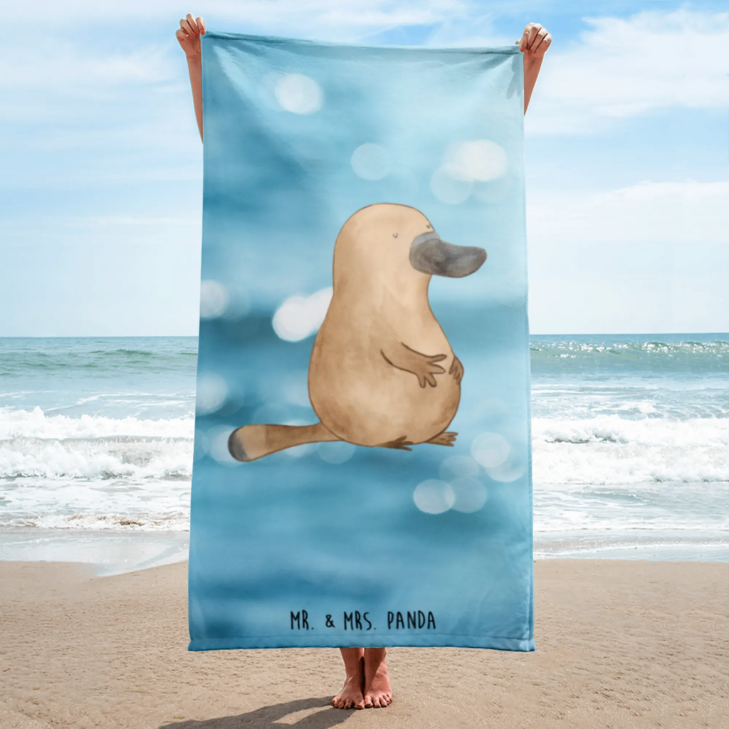 XL Badehandtuch Schnabeltier Mut Handtuch, Badetuch, Duschtuch, Strandtuch, Saunatuch, Meerestiere, Meer, Urlaub, Schnabeltier, Mut, mutig, Lebensweisheit, Schnabeltiere, Motivation, Training, Büro, Arbeit, Neuanfang, Neustart, Weltreise, Raodtrip